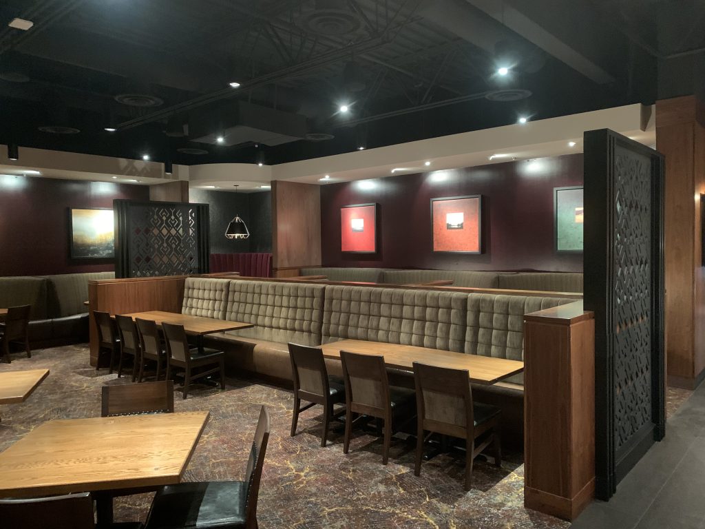 Lights and speakers installed in a restaurant